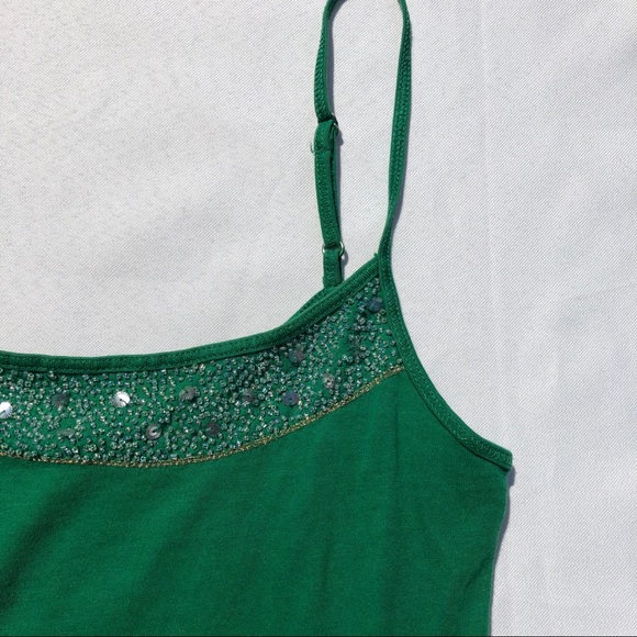 American Eagle Outfitters Tank Top Womens XS Green Cami Beaded Sequins Camisole - Picture 6 of 15
